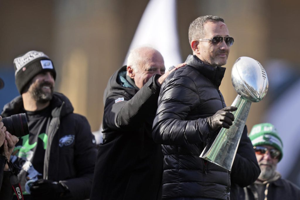Eagles GM Howie Roseman hit with beer can during Super Bowl parade, continues celebration: ‘I bleed for this city’