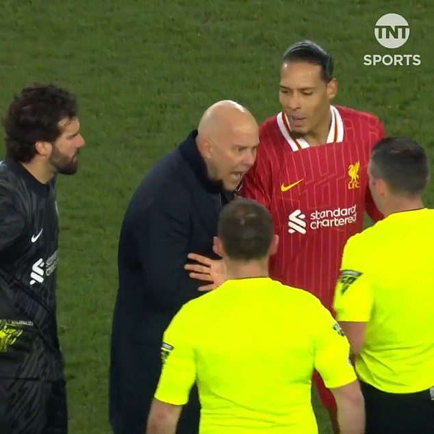 EXCLUSIVEReal reason for Arne Slot’s mystery sending-off is revealed in expert lip-reader’s analysis: Virgil van Dijk’s words give it away amid chaos of Merseyside derby mass brawl
