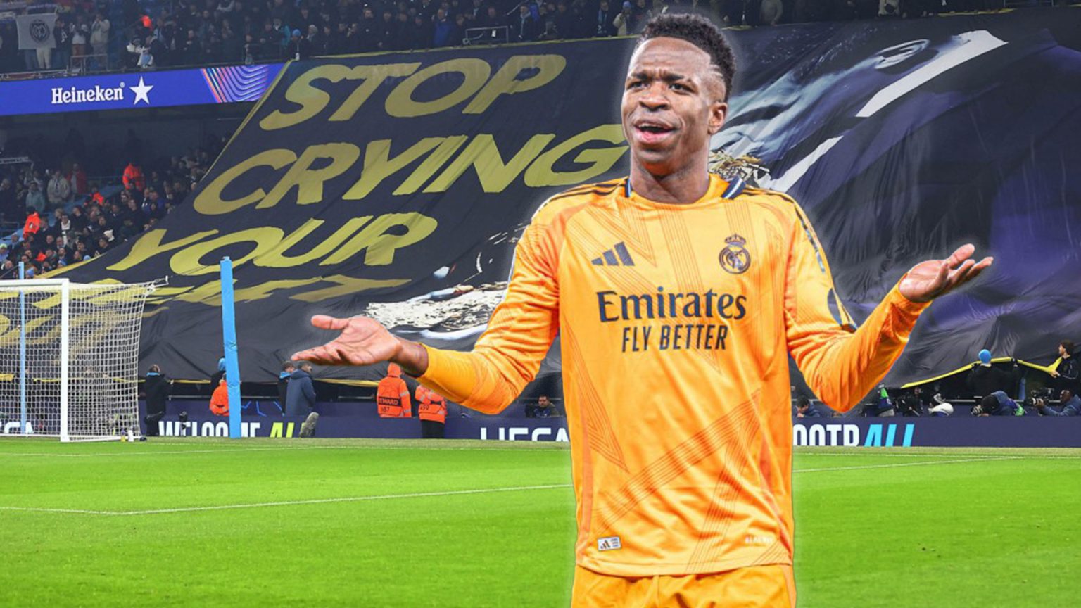 Real Madrid star Vinicius Jr reveals how Man City fans’ trolling tifo massively backfired