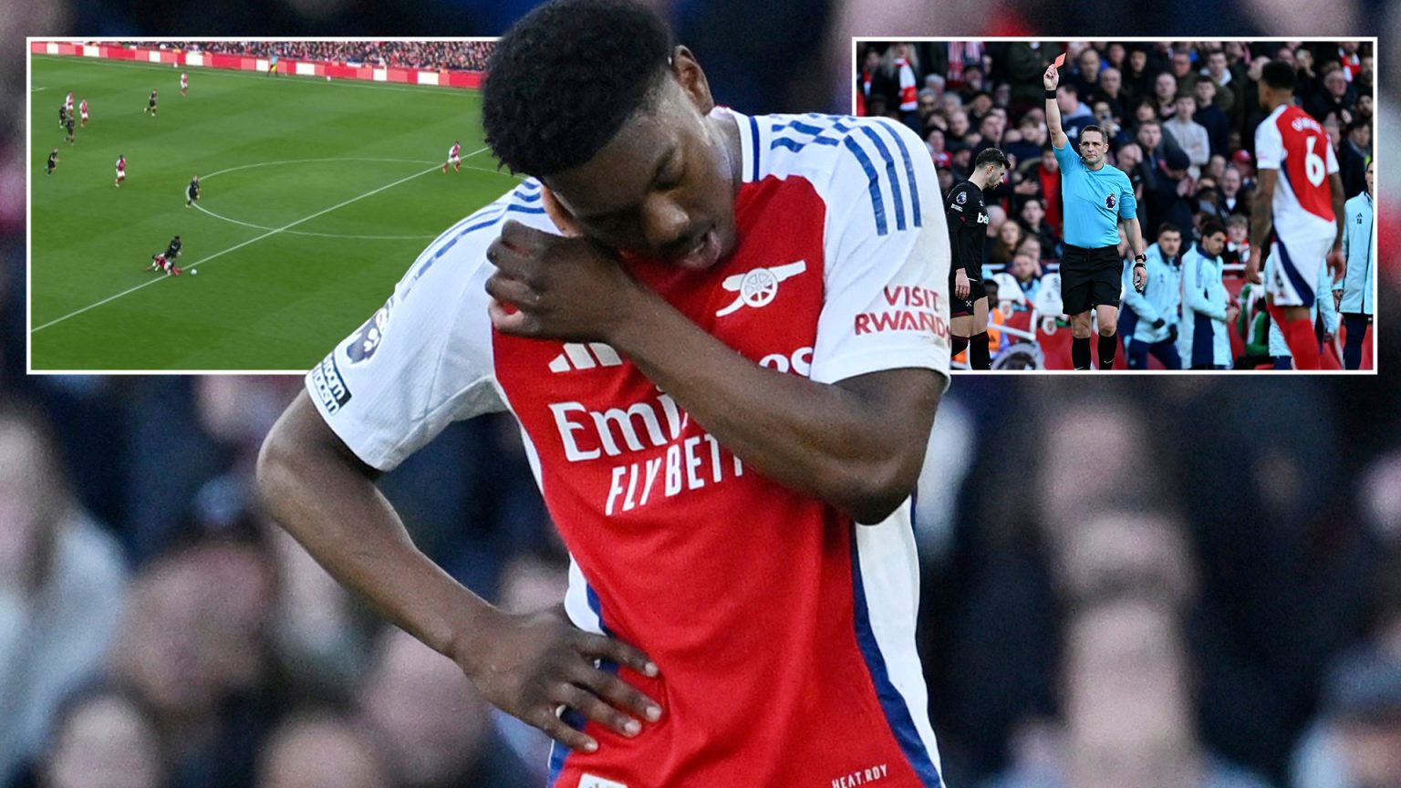 Arsenal star Myles Lewis-Skelly controversially sent off vs West Ham after VAR review just weeks after red card blunder