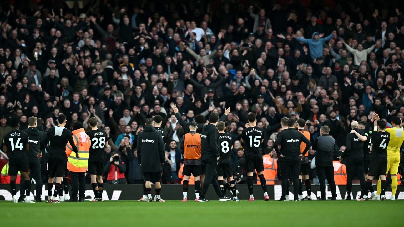‘Second again, ole ole’ – Brutal West Ham fans taunt Arsenal with three cheeky chants after stunning the Emirates