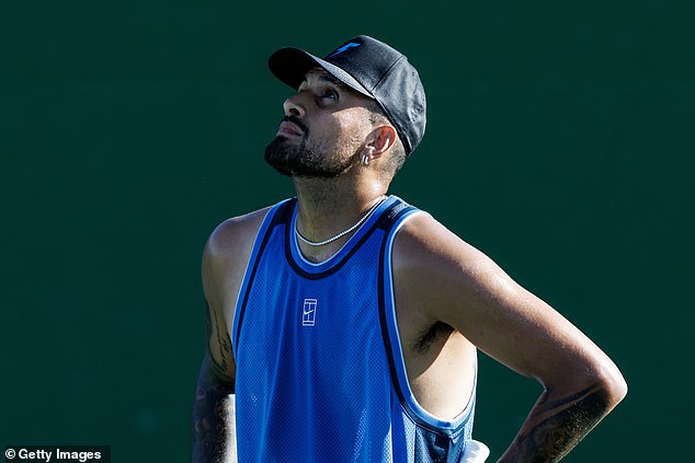 Nick Kyrgios sounds injury alarm bells as Aussie tennis star winces in pain during practice – before being comforted by girlfriend Costeen Hatzi